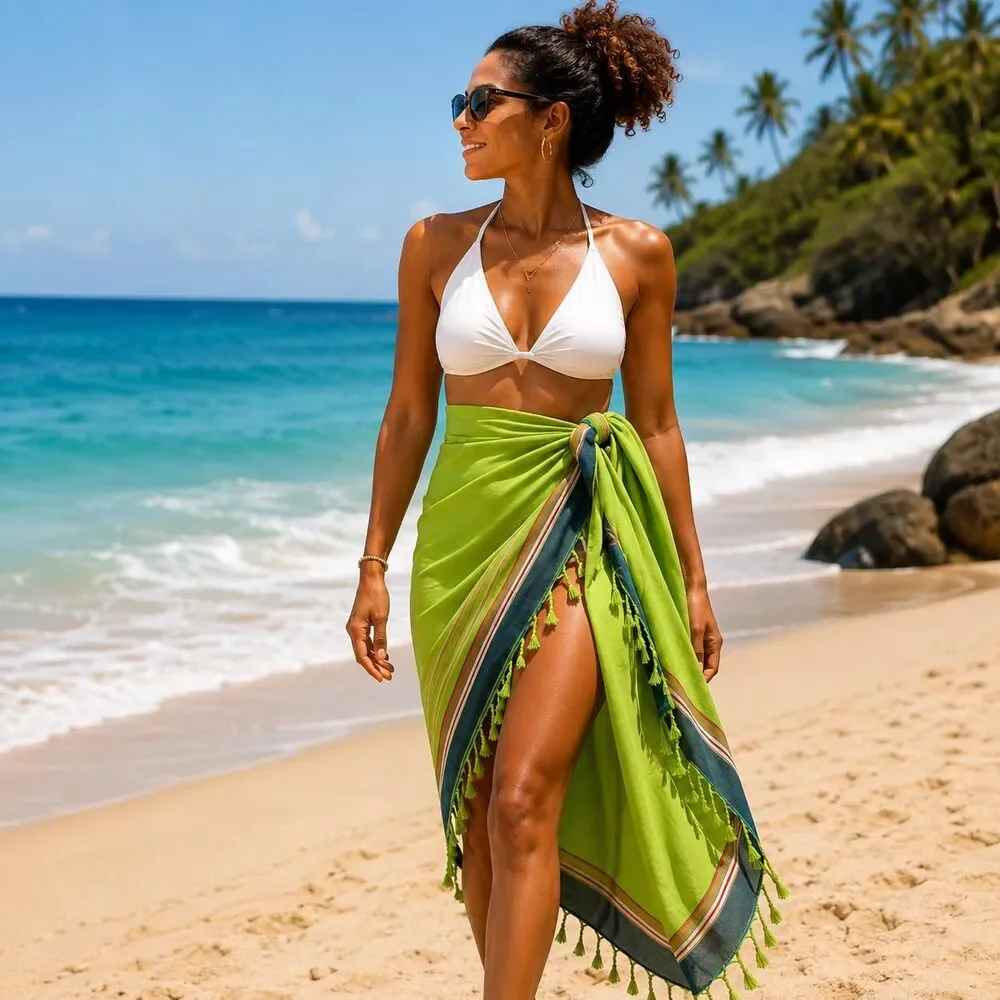 Kikoy Beach Wrap Sarong  Pareo Swimsuit Cover Up | Beach Towel | Cruise Vacation